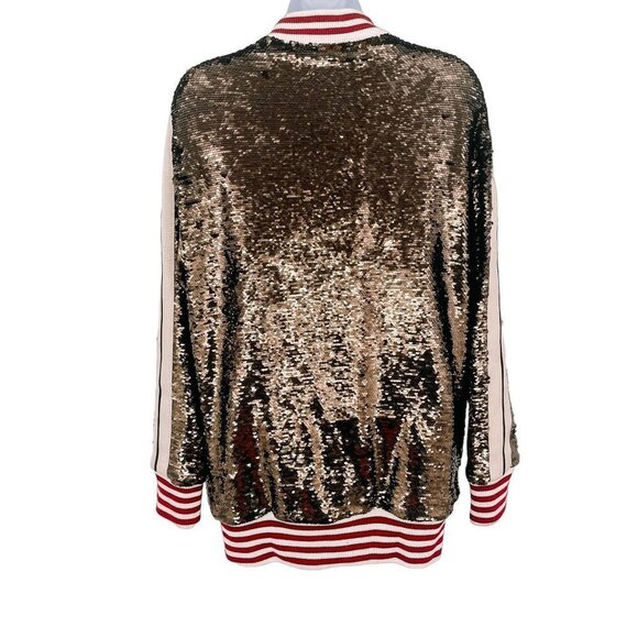 Palm Angels Sequin Track Jacket Zip Up Striped Oversized Coat Chocolate Brown - Picture 6 of 17